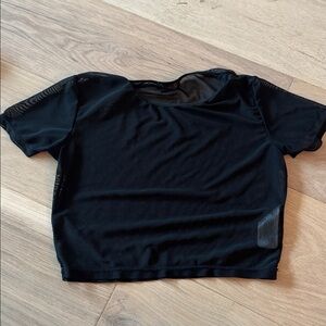 Black Mesh Short Sleeve Top